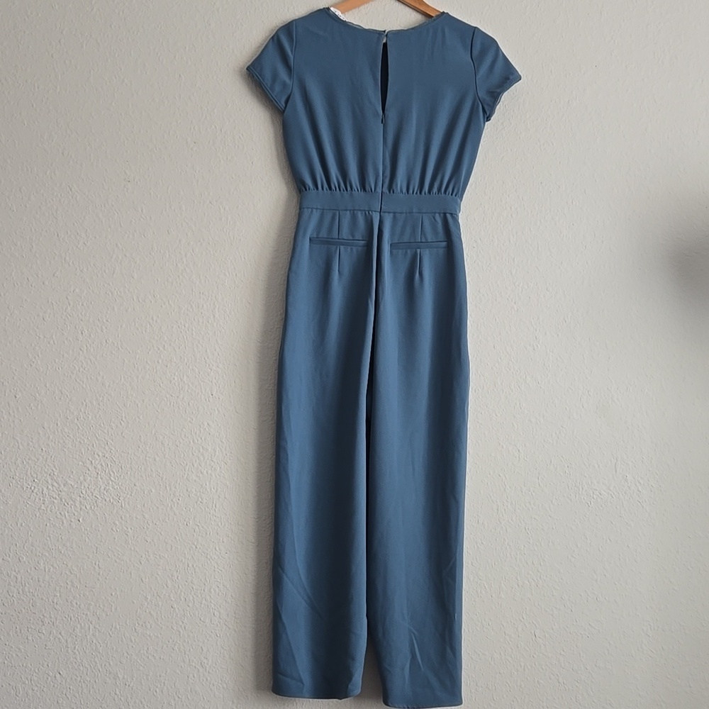 Rare Reiss Florence Short Sleeve Tailored Jumpsuit Teal Blue Fancy Formal - Picture 8 of 14